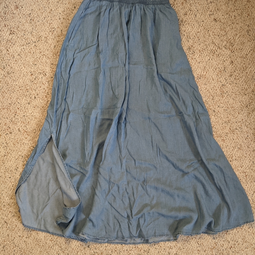 Light denim, flowy, Medium Moon River maxi skirt